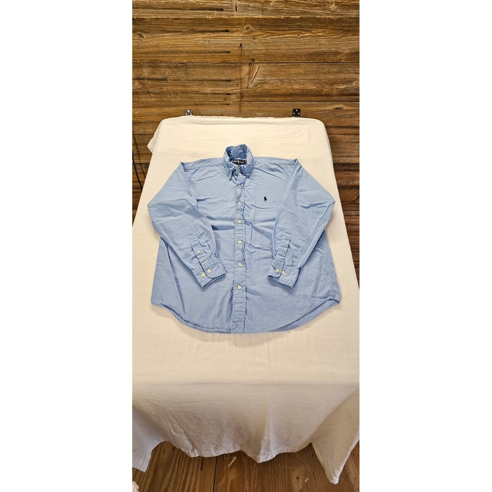 Ralph Lauren Blake Mens XL Light Blue Cotton Button Down Long Sleeve Shirt Pony